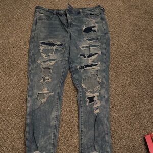 American Eagle Outfitters Ripped Blue Boyfriend Jeans